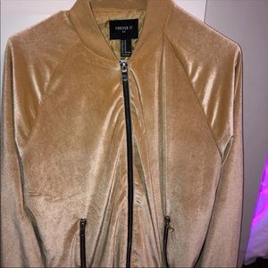 Gold Velour Bomber Jacket